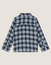 73 Logo Checkered Shirt, Blue (BLUE), large