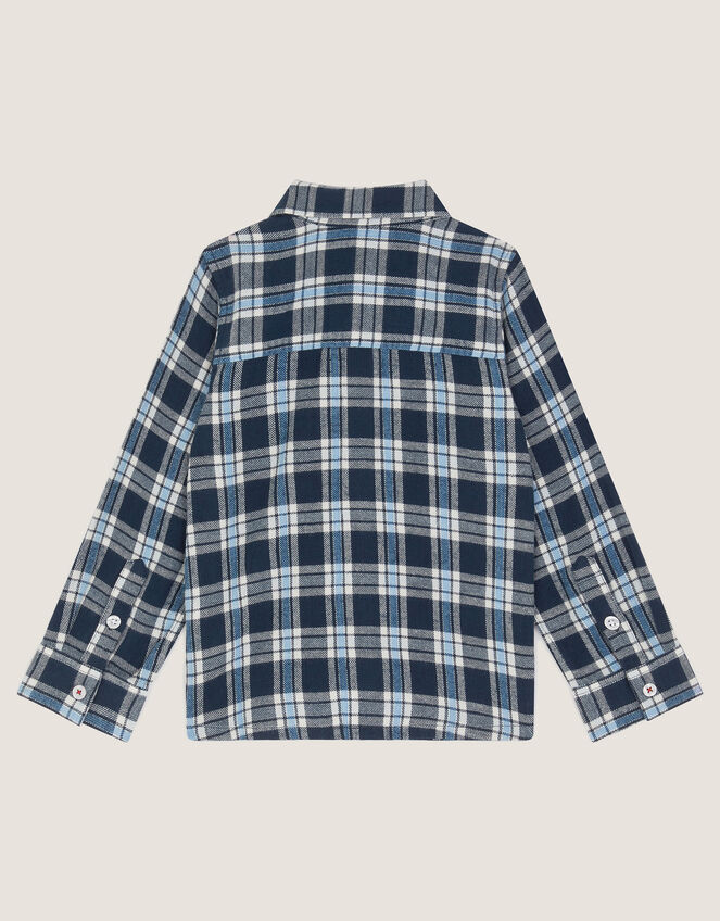 73 Logo Checkered Shirt, Blue (BLUE), large