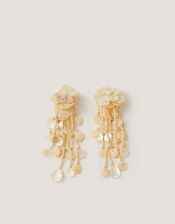 Floral Mother of Pearl Drop Earrings, , large