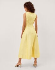 Phoebe Sleeveless Appliqu&eacute; Midi Dress, Yellow (YELLOW), large