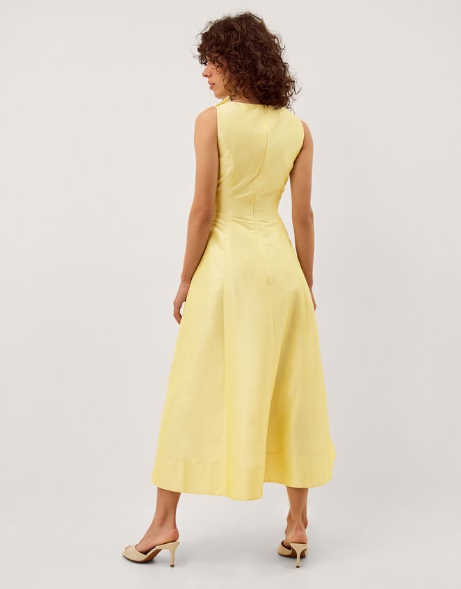 Phoebe Sleeveless Appliqu&eacute; Midi Dress, Yellow (YELLOW), large