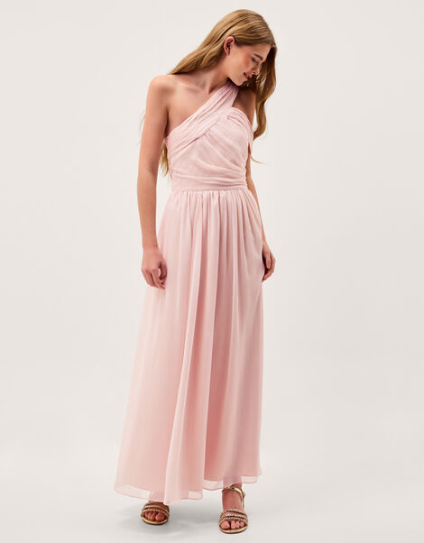 Arianna One Shoulder Tulle Prom Dress, Pink (PALE PINK), large