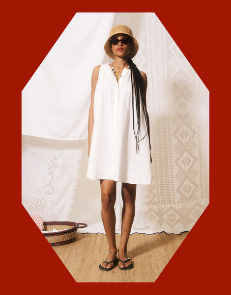 FRNCH Natalie Sleeveless Mini Dress, White (WHITE), large