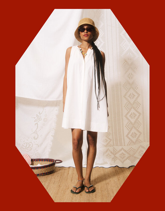 FRNCH Natalie Sleeveless Mini Dress, White (WHITE), large