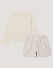 Embellished Bow Top & Tweed Skort Set, Ivory (IVORY), large
