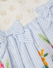 Baby Floral Print Cotton Dress, Blue (BLUE), large