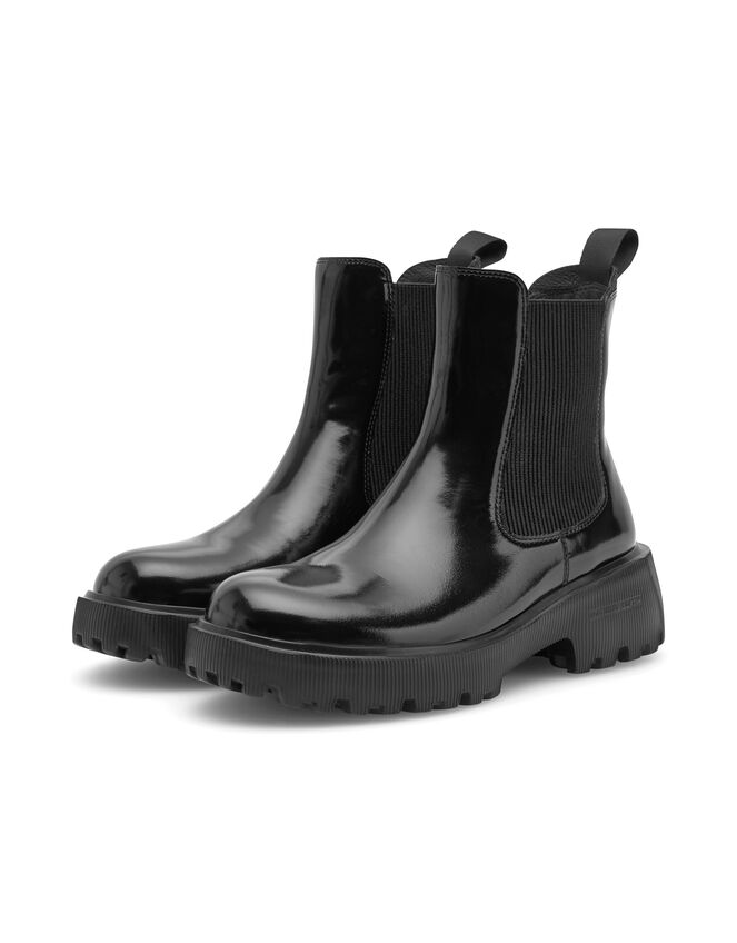 Woden Aya Patent Leather Boots, Black (BLACK), large