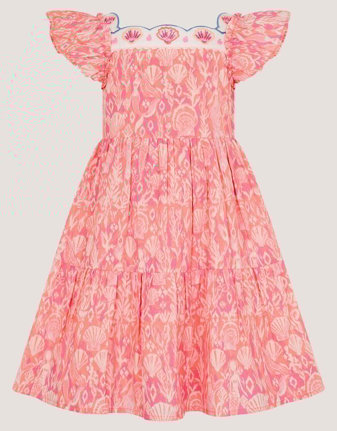 Embroidered Shell Print Dress, Pink (PINK), large