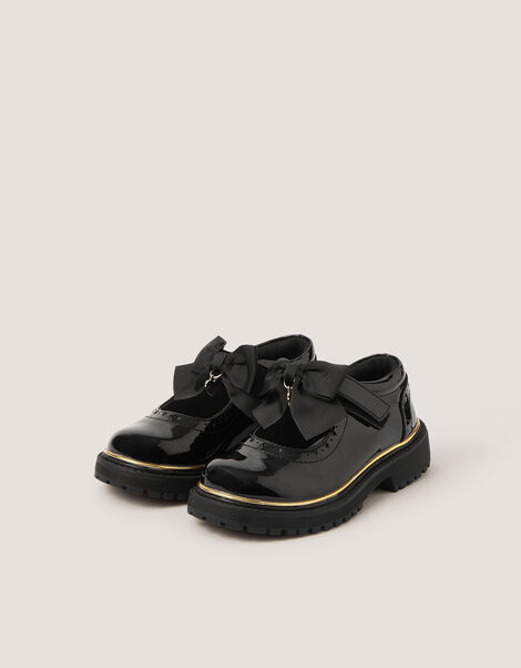 Patent Mary Jane Brogue School Shoes, Black (BLACK), large
