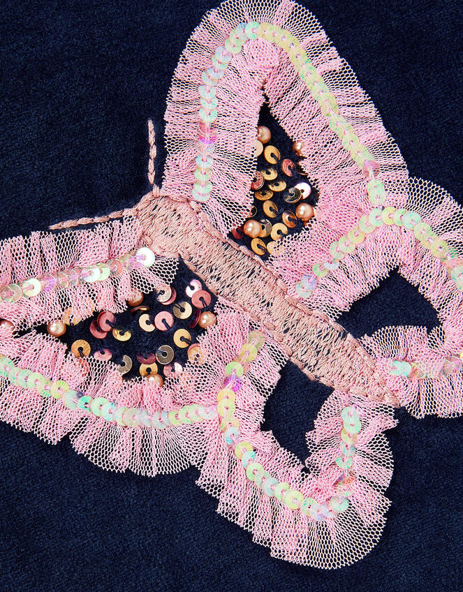 Butterfly Embellished Wide Leg Trousers, Blue (NAVY), large