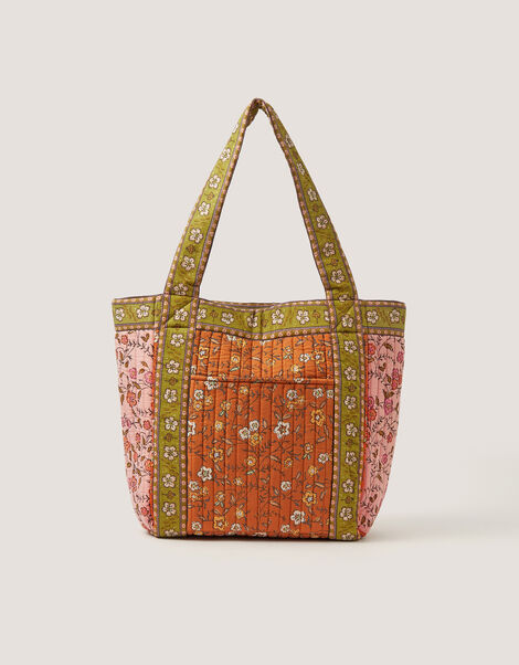 Ines Floral Patchwork Quilted Tote Bag, , large