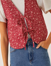 Felipa Floral Print Waistcoat, Red (RED), large