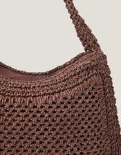 Hari Scoop Raffia Shoulder Bag, Brown (CHOCOLATE), large