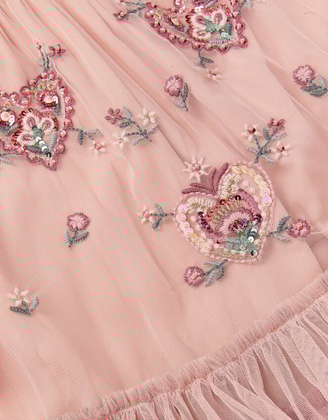 Embellished Heart Long Sleeve Dress, Pink (PINK), large