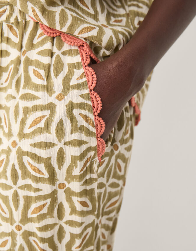 Elma Print Balloon Trousers, Green (KHAKI), large