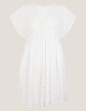 Lola Broderie Mini Swing Dress, White (WHITE), large