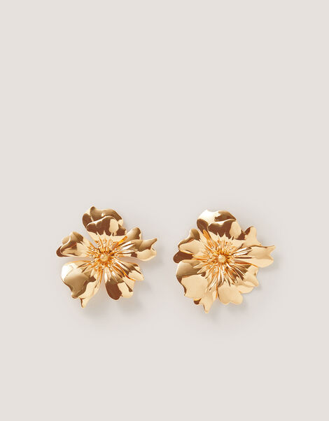 Large Flower Stud Earrings, , large