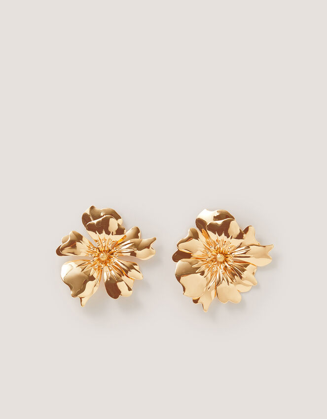 Large Flower Stud Earrings, , large