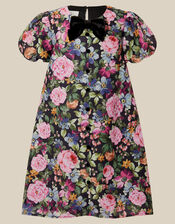 Monsoon x Queens of Archive Edie Velvet Bow Floral Print Party Dress​, Black (BLACK), large