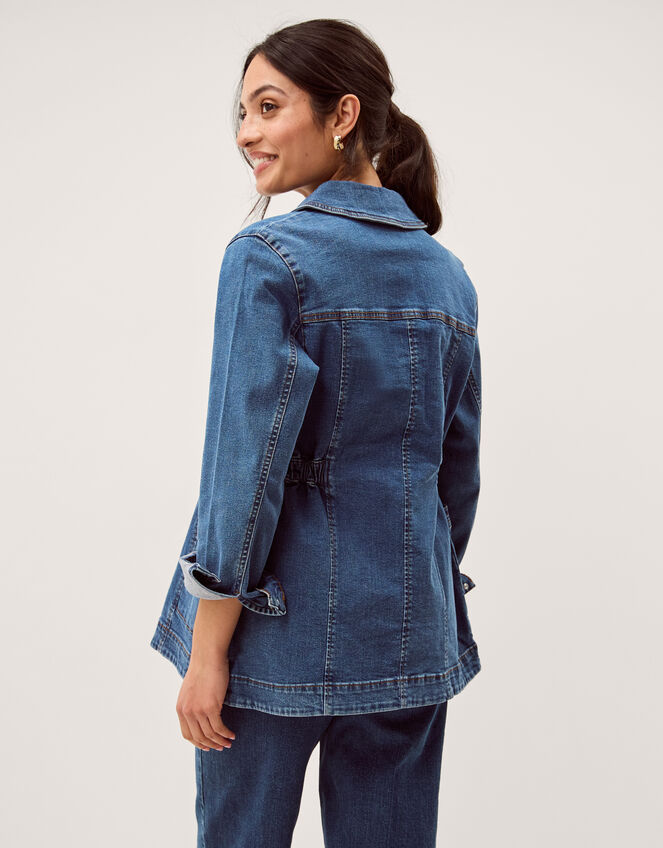 Mabel Longline Denim Jacket, Blue (MID AUTHENTIC BLUE), large