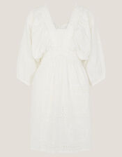 Nova Broderie Back Tie Mini Dress, White (WHITE), large