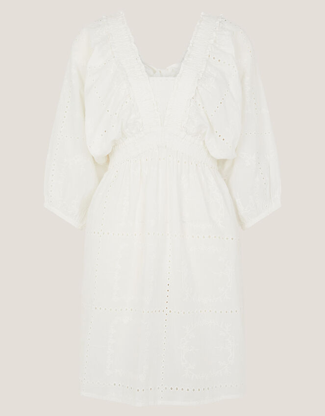 Nova Broderie Back Tie Mini Dress, White (WHITE), large