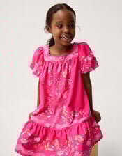 Ariella Sequin Print Scallop Trim Dress, Pink (PINK), large