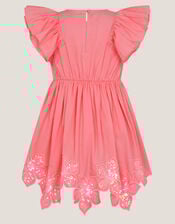 Flutter Sleeve Sequin Floral Dress, Pink (PINK), large