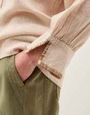 Frida Stripe Linen-Blend Top, Natural (NATURAL), large