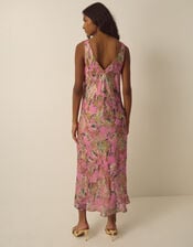 Ada Sleeveless Metallic Bias Cut Midi Dress, Pink (PINK), large
