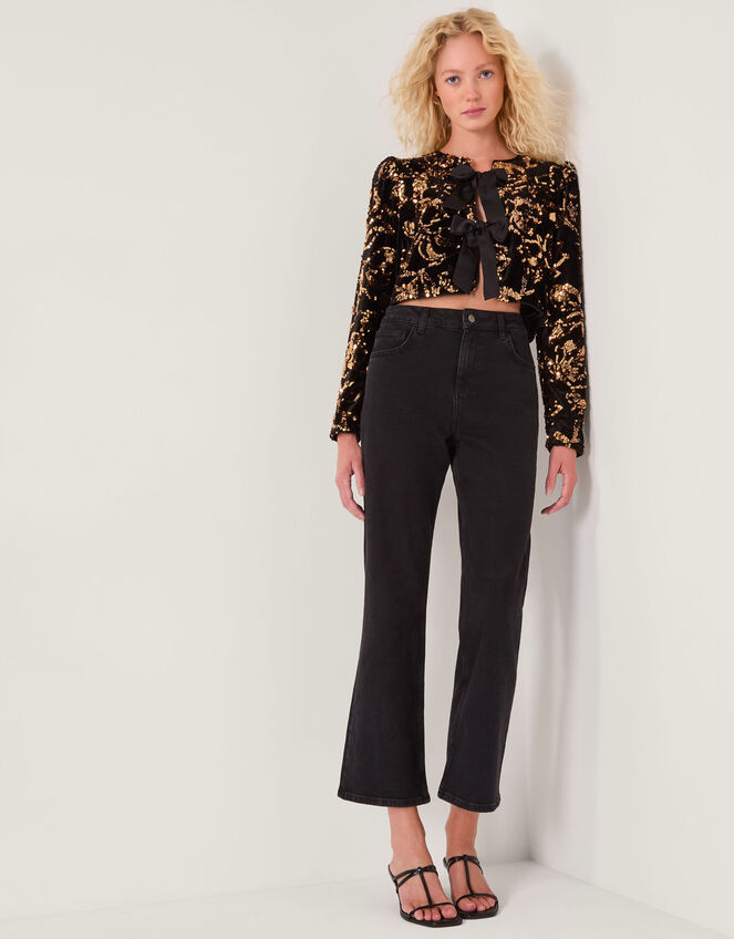 Shola Sequin Bow Jacket, Black (BLACK), large