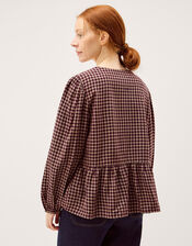 Agatha Check Tie Front Blouse, Red (CHERRY), large