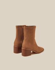 Suki Faux Suede Heeled Sock Boots, Tan (TAN), large