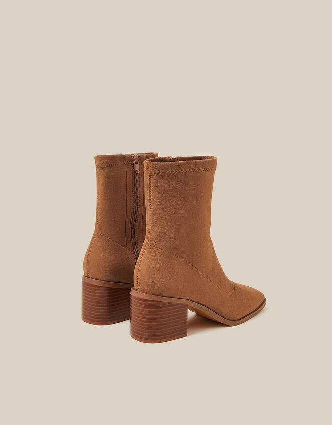Suki Faux Suede Heeled Sock Boots, Tan (TAN), large