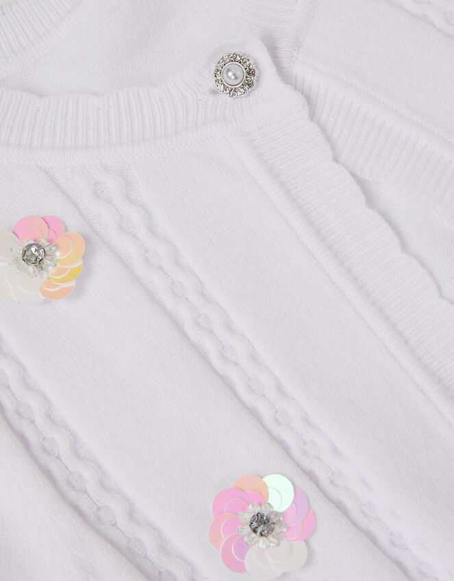 Sparkle Cable Knit Cardigan, Ivory (IVORY), large