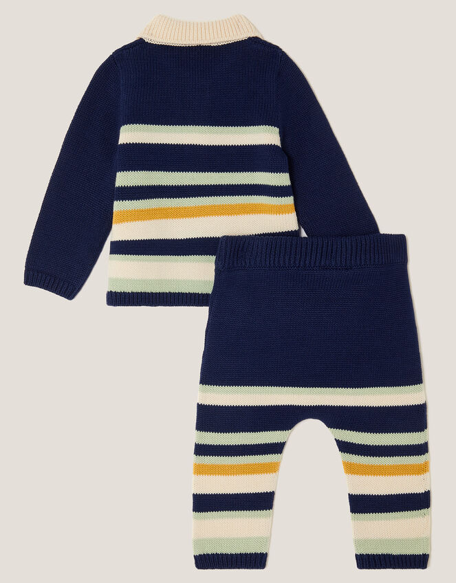 Newborn Benny Bear Stripe Knit Set, Blue (NAVY), large