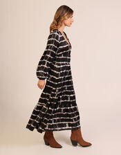 Traffic People Whispers Tie Dye Midi Dress, Black (BLACK), large