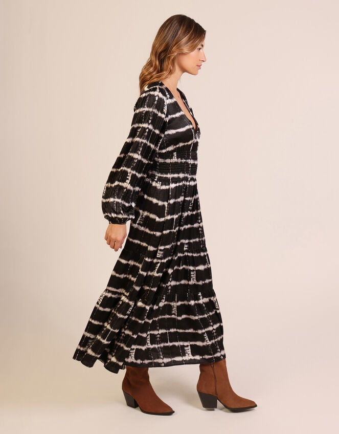 Traffic People Whispers Tie Dye Midi Dress, Black (BLACK), large