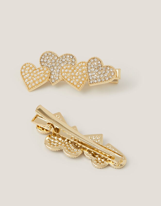 2-Pack Diamant&eacute; Heart Hair Clips, , large