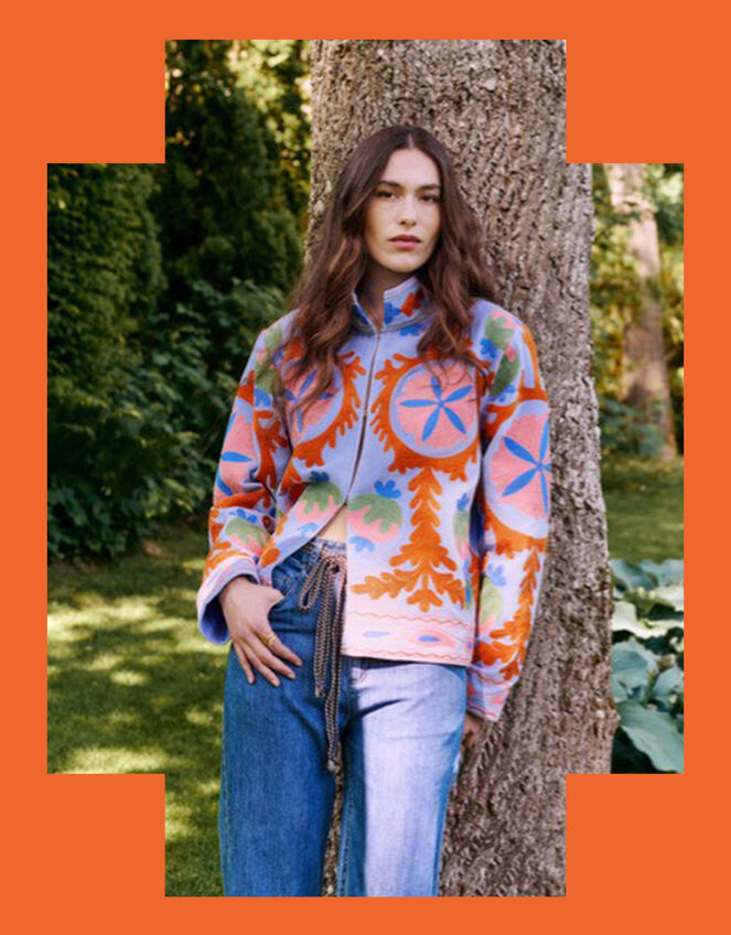 Moliin Claudia Embroidered Jacket, Blue (BLUE), large