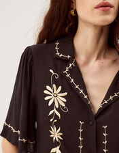 Wren Floral Embroidered Shirt, Black (BLACK), large