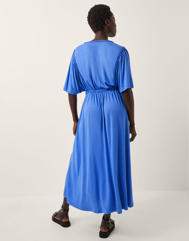 Paula Braided Jersey Midi Dress, Blue (BLUE), large