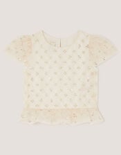 Gracie Embellished Peplum Top , White (WARM IVORY), large