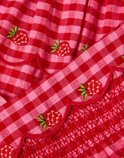 Strawberry Gingham Top & Skirt Set, Red (RED), large