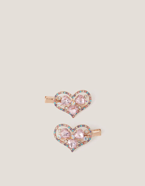 2-Pack Jewel Heart Hair Clips, , large