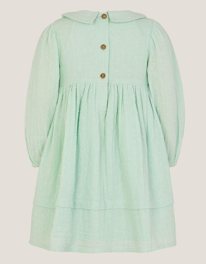 Baby Embroidered Collar Long Sleeve Dress, Green (GREEN), large