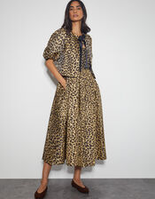 Sicily Fit and Flare Midi Dress, Brown (BROWN), large