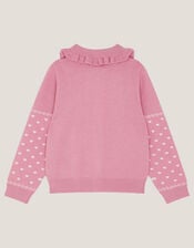 Floral Embroidered Collar Cardigan, Pink (PINK), large