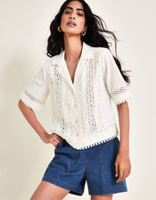 Irina Lace Shirt, Ivory (IVORY), large