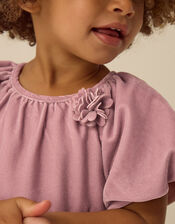 Baby Leila Corsage Velvet Party Dress, Pink (PINK), large